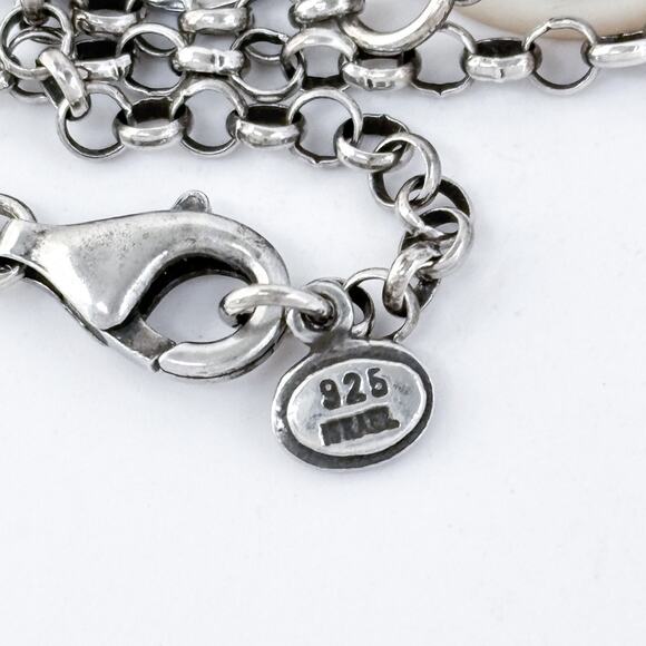 Vintage Israel Silpada Sterling Silver Mother of Pearl Charm Necklace 17"-19.5" - Picture 6 of 7